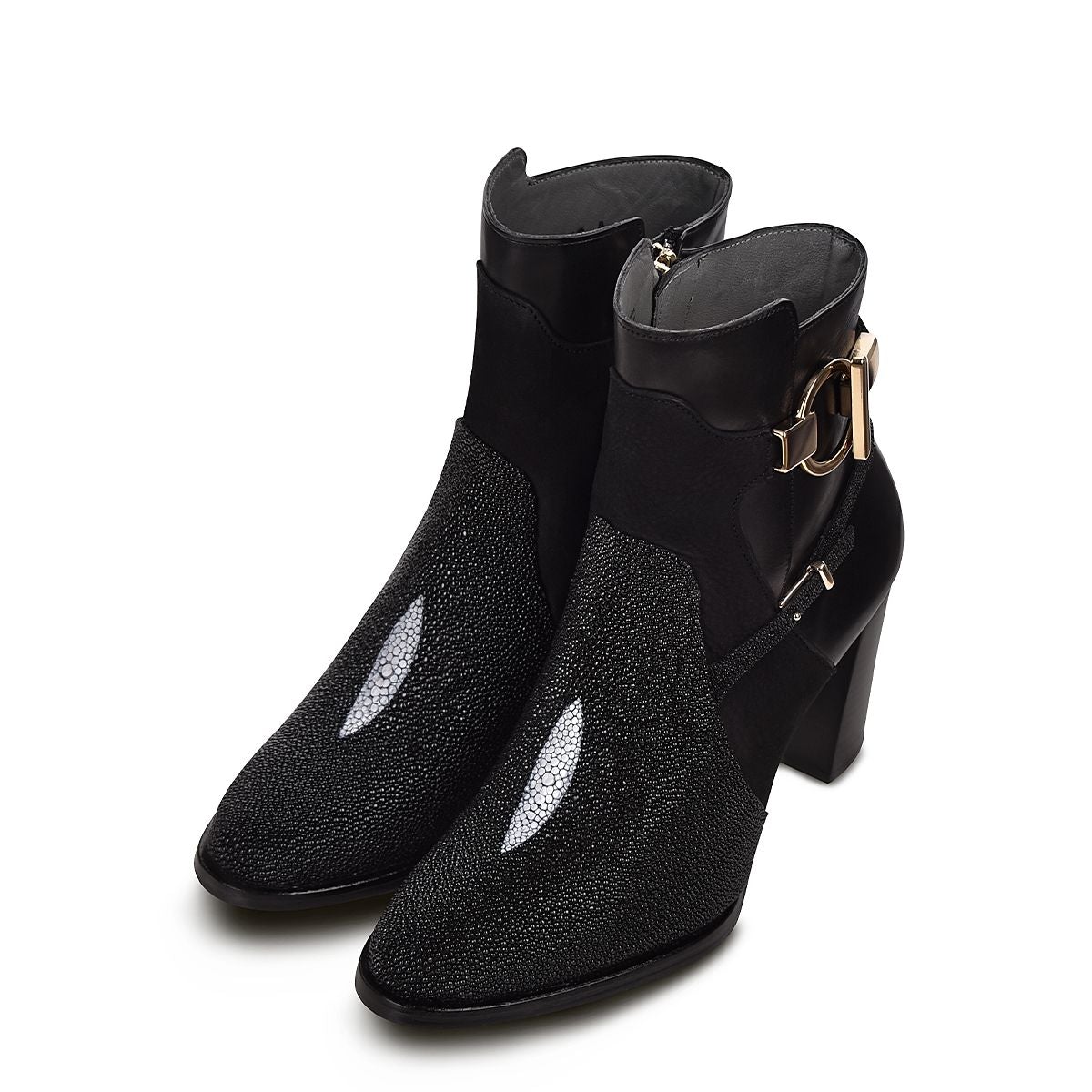 3G5MTVL - Cuadra black casual fashion stingray leather ankle boots for women-Kuet.us