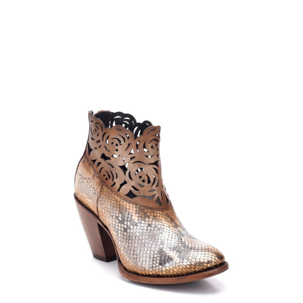 3I13PH - Cuadra gold casual fashion python ankle booties for women-CUADRA-Kuet-Cuadra-Boots