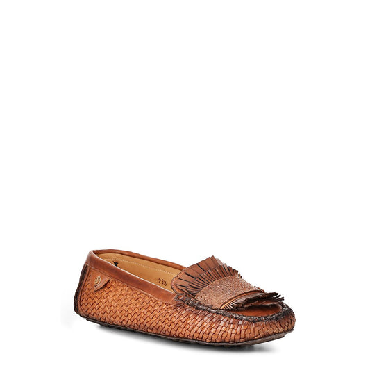 3J3TEPI - Cuadra brown fashion casual woven leather flat drivers for women-Kuet.us