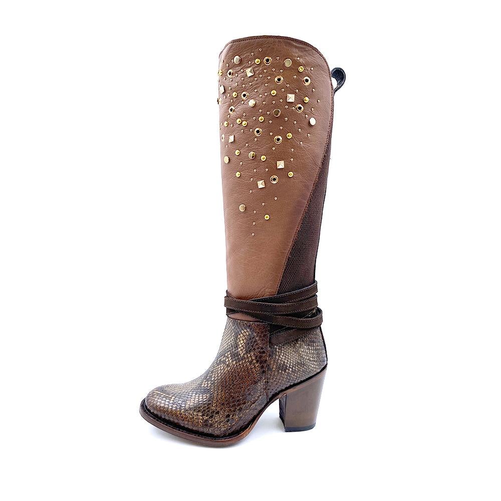 3W03PH - Cuadra clay western cowboy python boots for women-CUADRA-Kuet-Cuadra-Boots