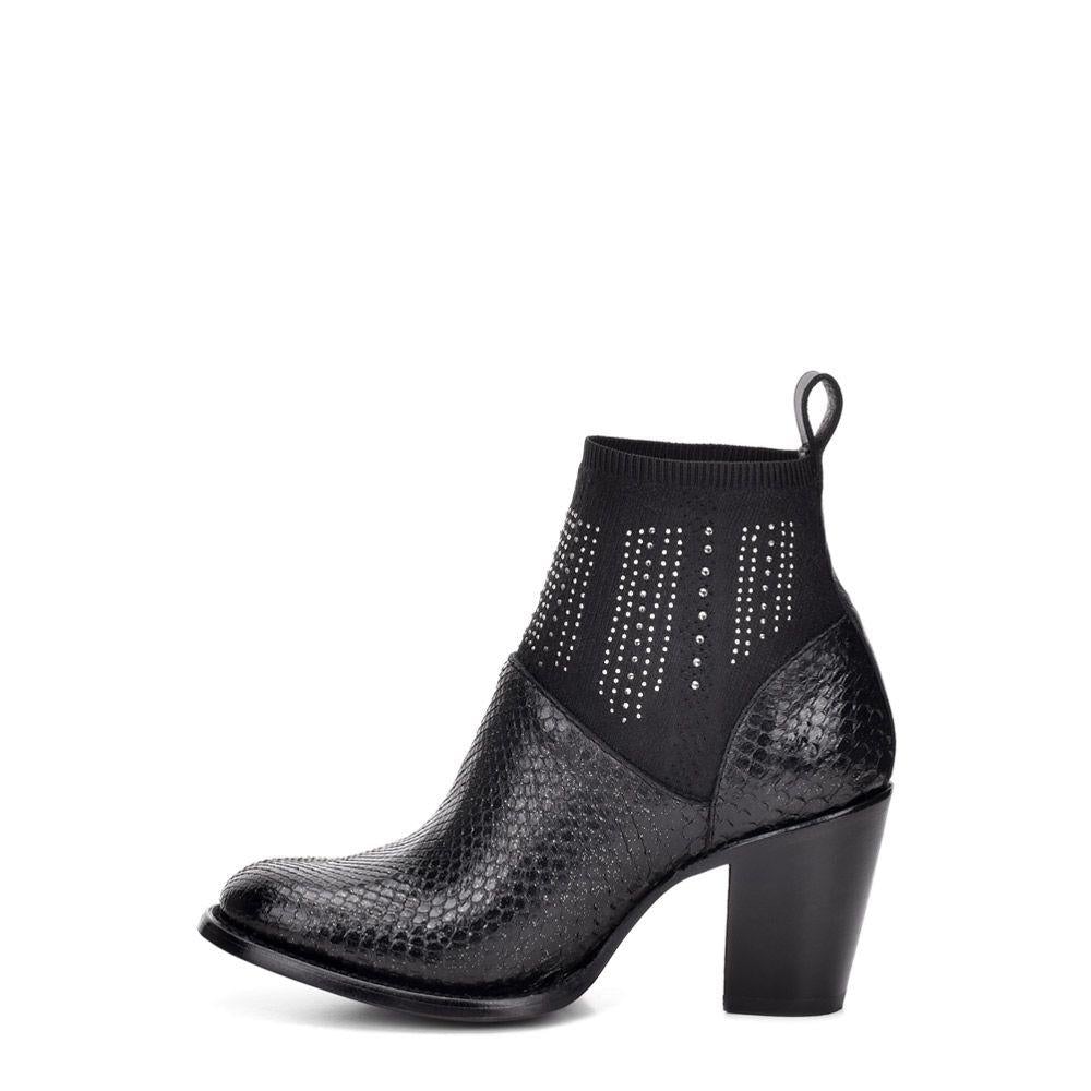 3W11PM - Cuadra black western cowgirl python skin ankle boots for women-Kuet.us