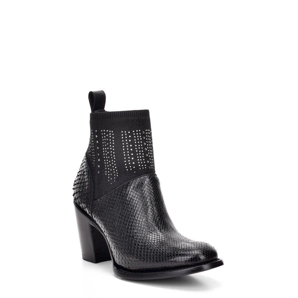 3W11PM - Cuadra black fashion Paris Texas python ankle boots for women-CUADRA-Kuet-Cuadra-Boots