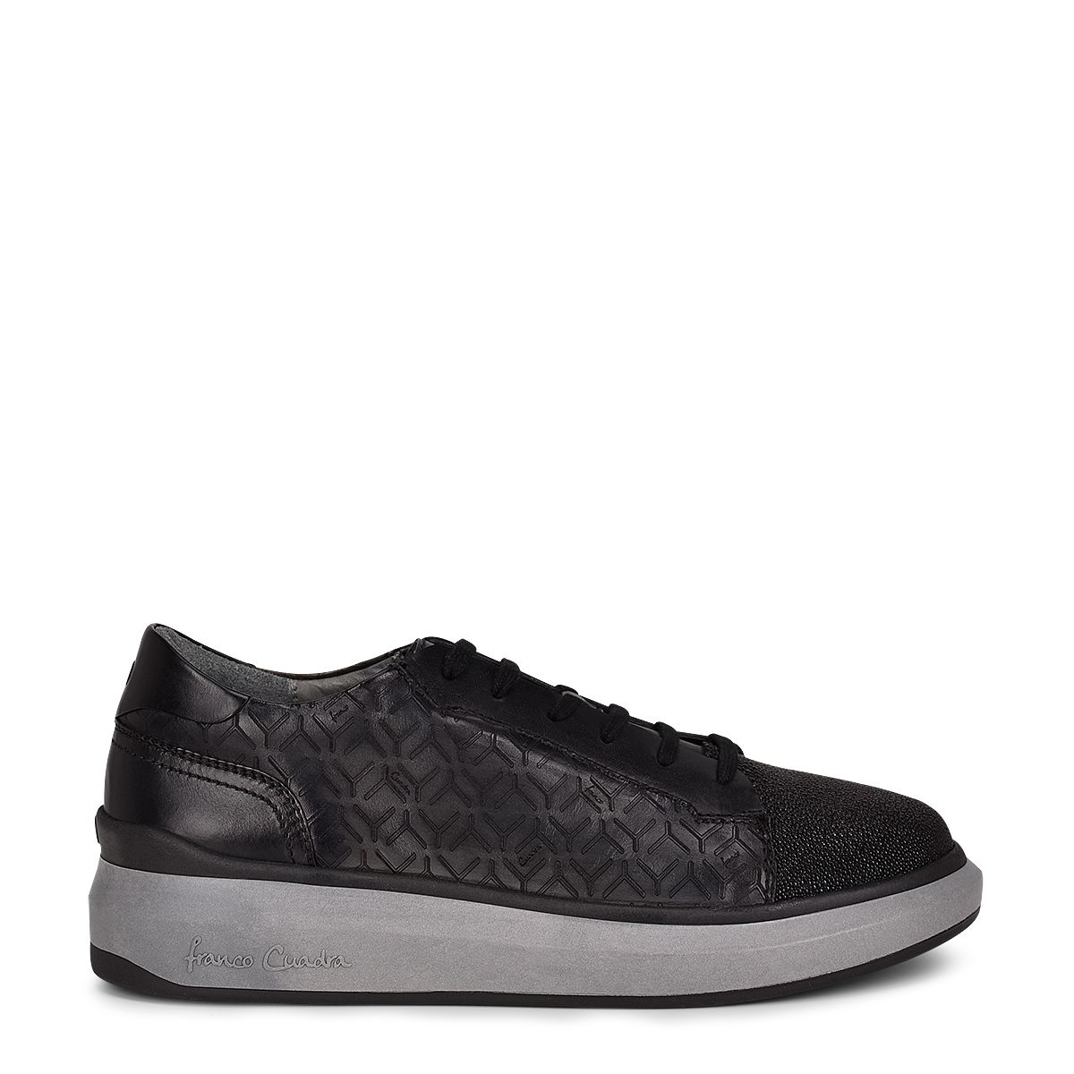3Y1MTTS - Cuadra black casual fashion stingray sneakers for men-Kuet.us