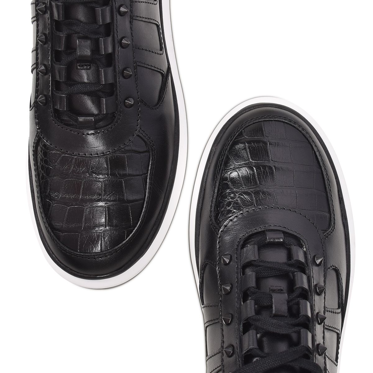 3Y6LPTS - Cuadra black casual fashion alligator leather sneakers for men.-FRANCO CUADRA-Kuet-Cuadra-Boots