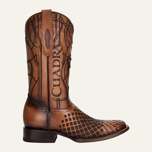 3Z02RS - Cuadra honey casual cowboy rodeo woven leather boots for men-Kuet.us