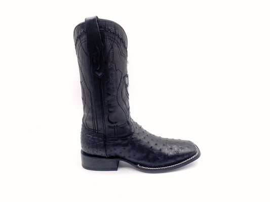 3Z1OA1 - Cuadra black classic cowboy rodeo ostrich leather boots for men-Kuet.us