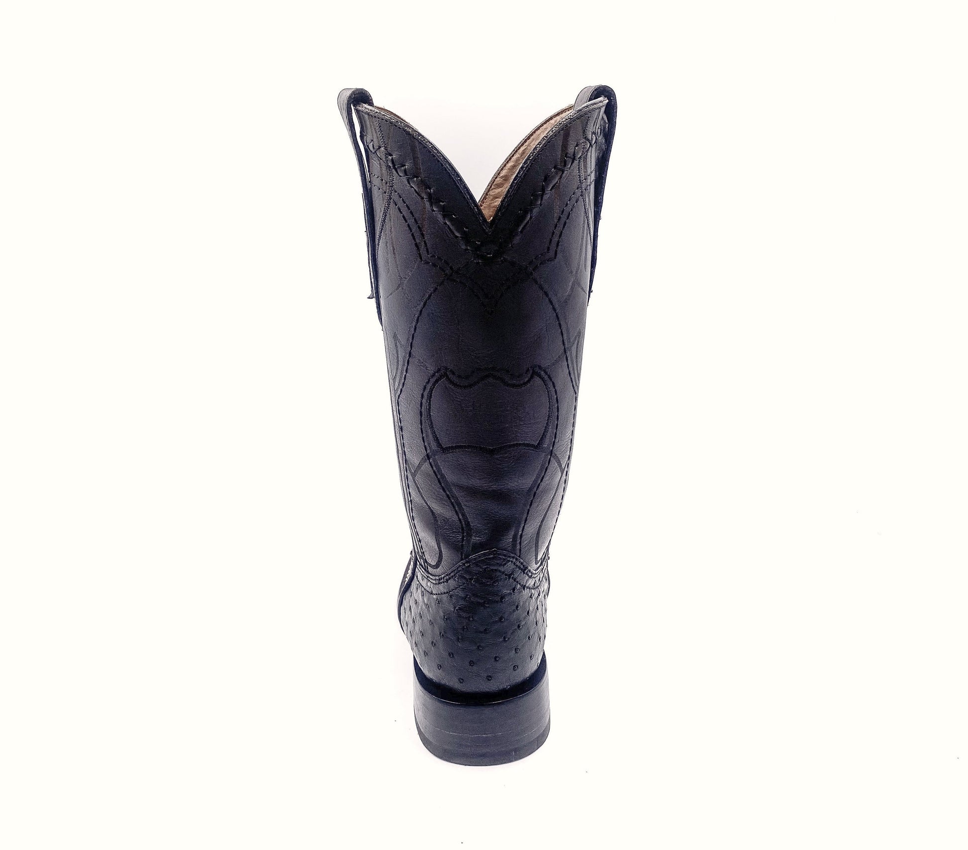 3Z1OA1 - Cuadra black classic cowboy rodeo ostrich leather boots for men-Kuet.us