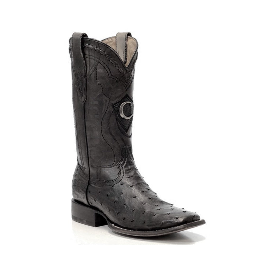3Z1OA1 - Cuadra black classic cowboy rodeo ostrich leather boots for men-CUADRA-Kuet-Cuadra-Boots