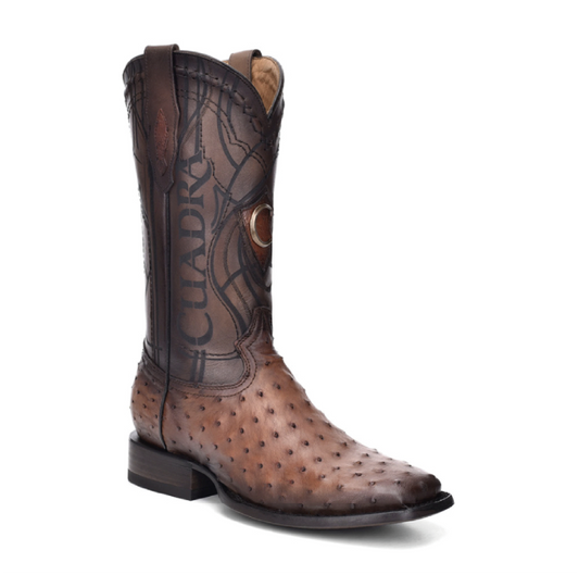 3Z1OA1 - Cuadra chestnut brown cowboy rodeo ostrich boots for men-Kuet.us