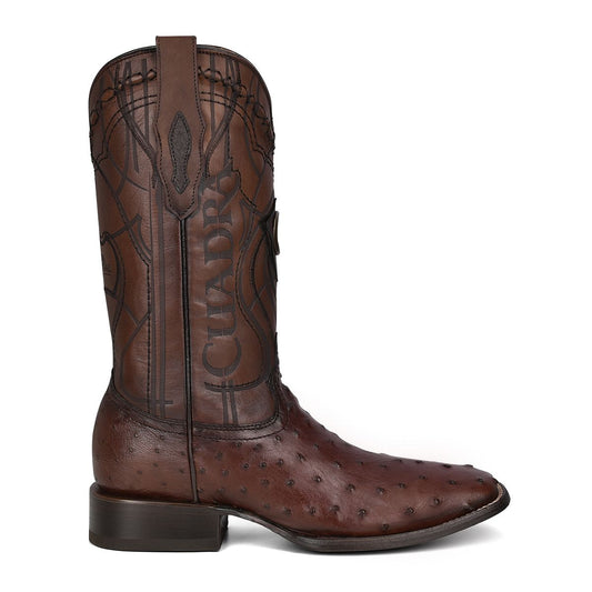 3Z1OA1 - Cuadra chocolate cowboy rodeo ostrich leather boots for men-Kuet.us