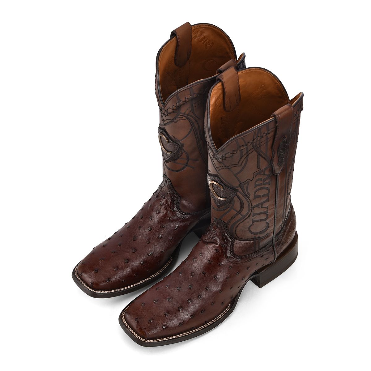 3Z1OA1 - Cuadra chocolate cowboy rodeo ostrich leather boots for men-Kuet.us