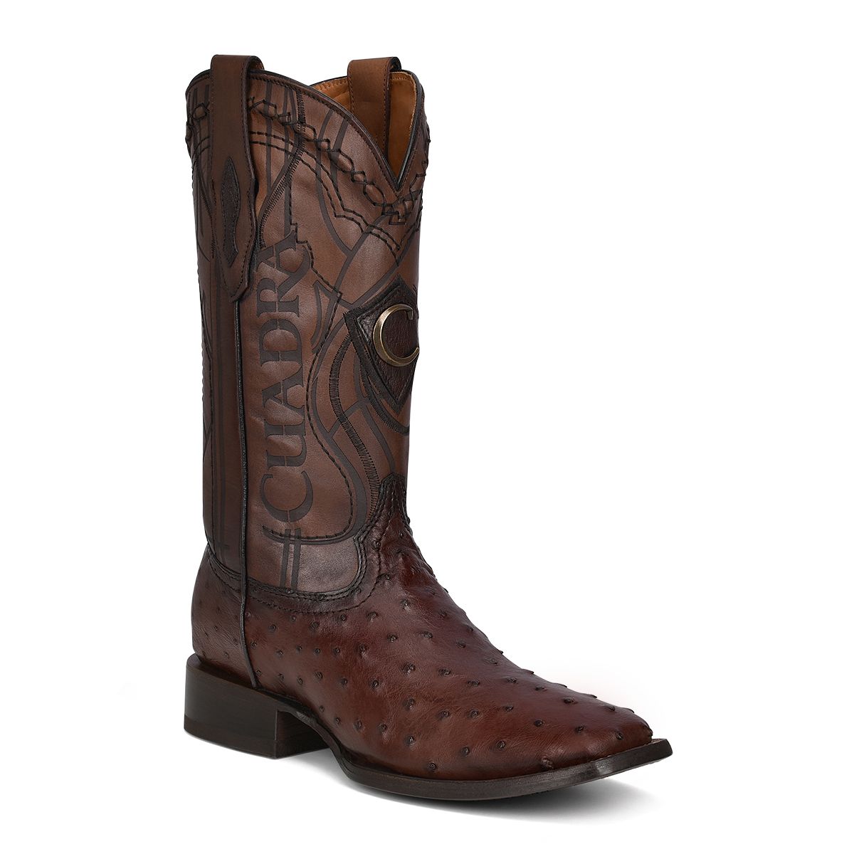 3Z1OA1 - Cuadra chocolate cowboy rodeo ostrich leather boots for men-CUADRA-Kuet-Cuadra-Boots