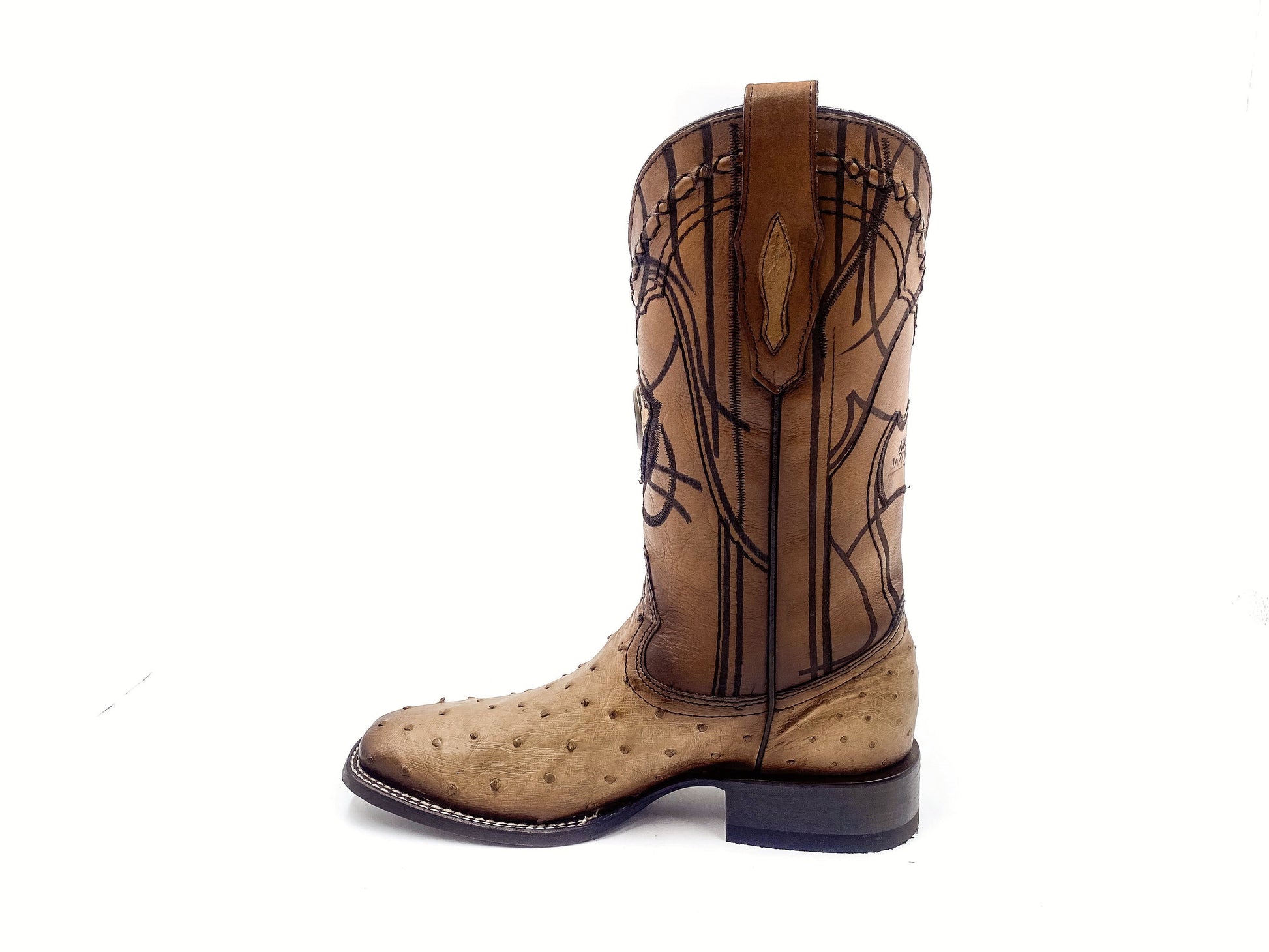 Men's Brown leather boots with engraved details - 1J2ERS - Cuadra Shop
