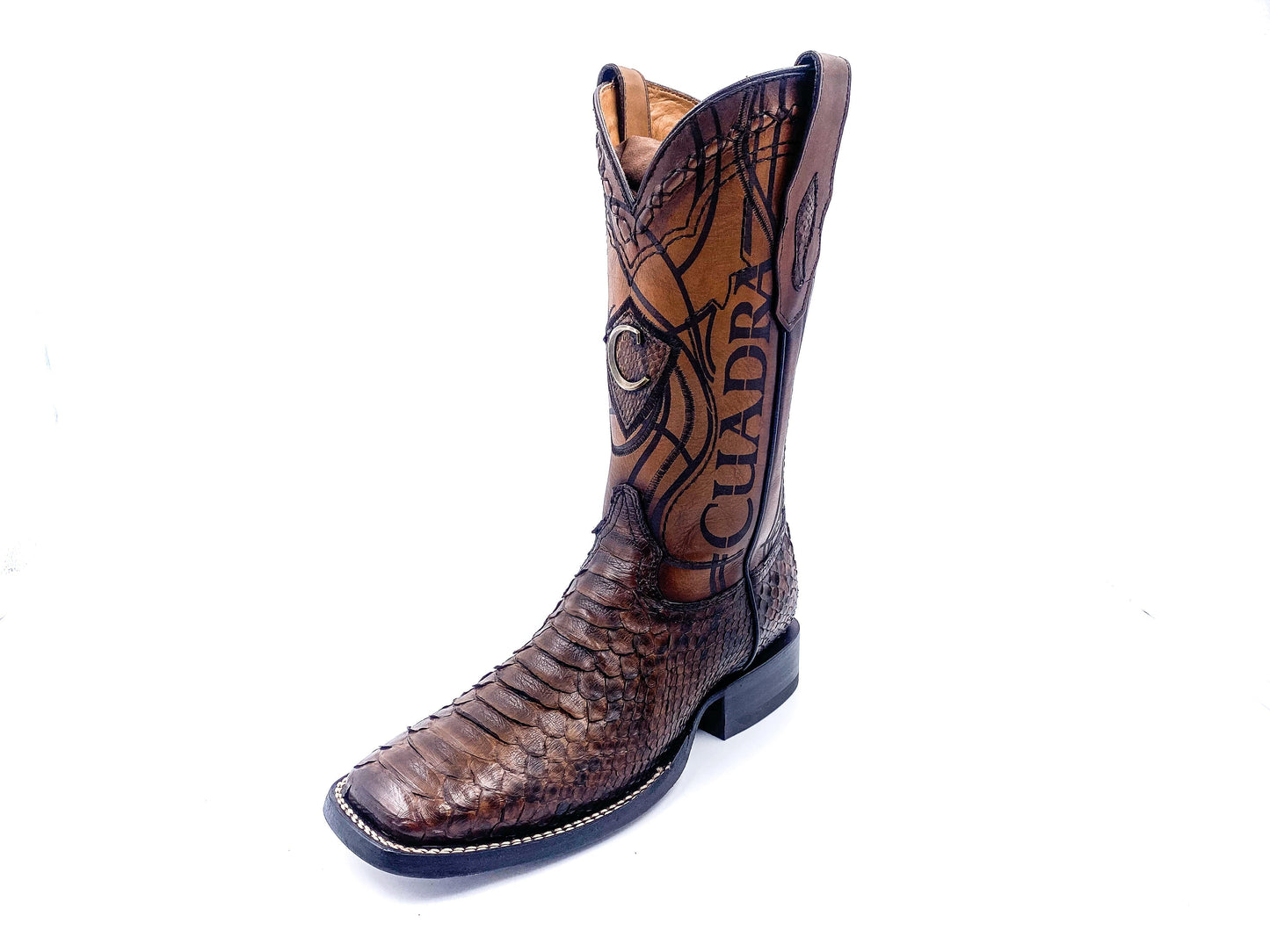 3Z1OPH - Cuadra brown classic cowboy rodeo python leather boots for men-CUADRA-Kuet-Cuadra-Boots
