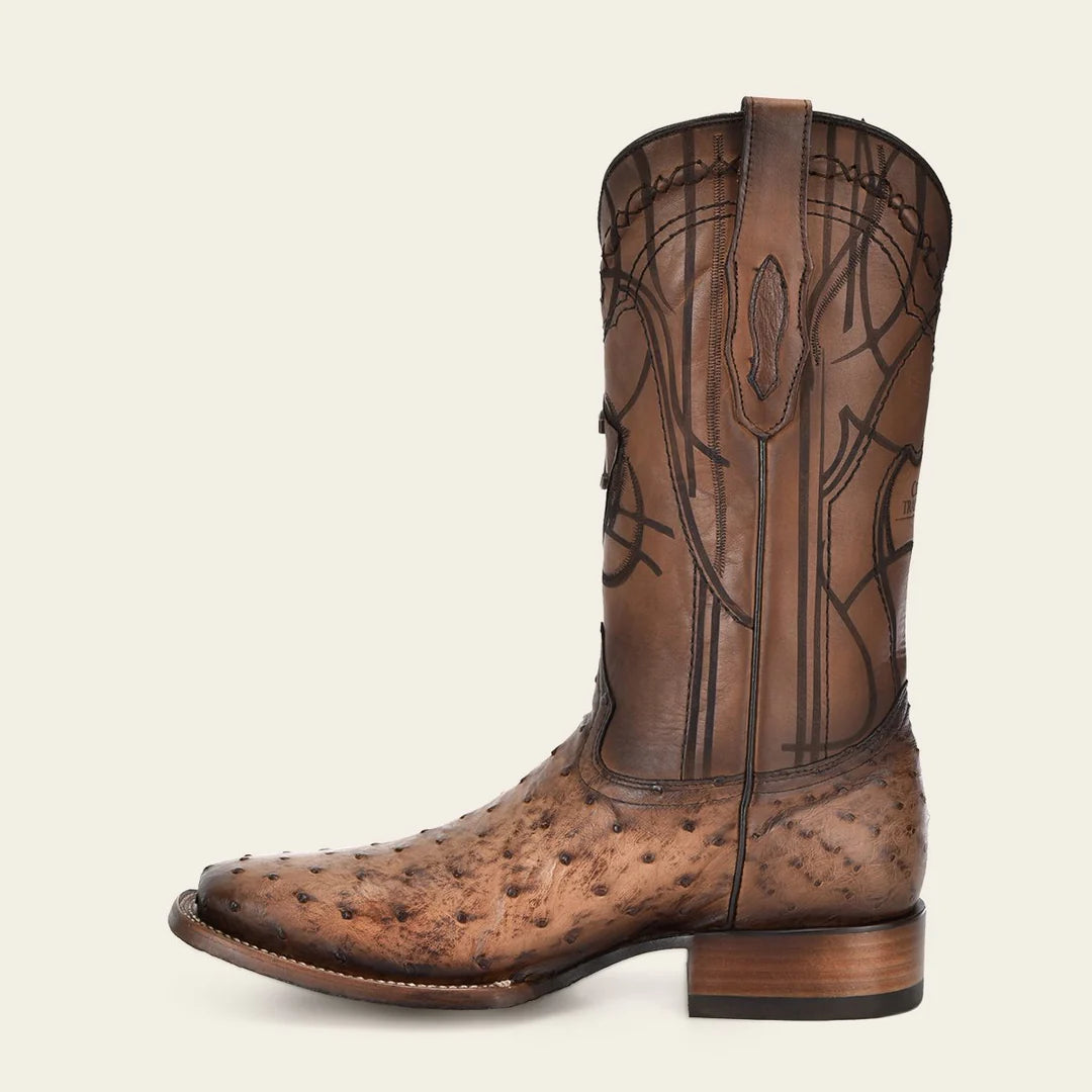 3Z2LA1 - Cuadra almond western cowboy rodeo ostrich boots for men