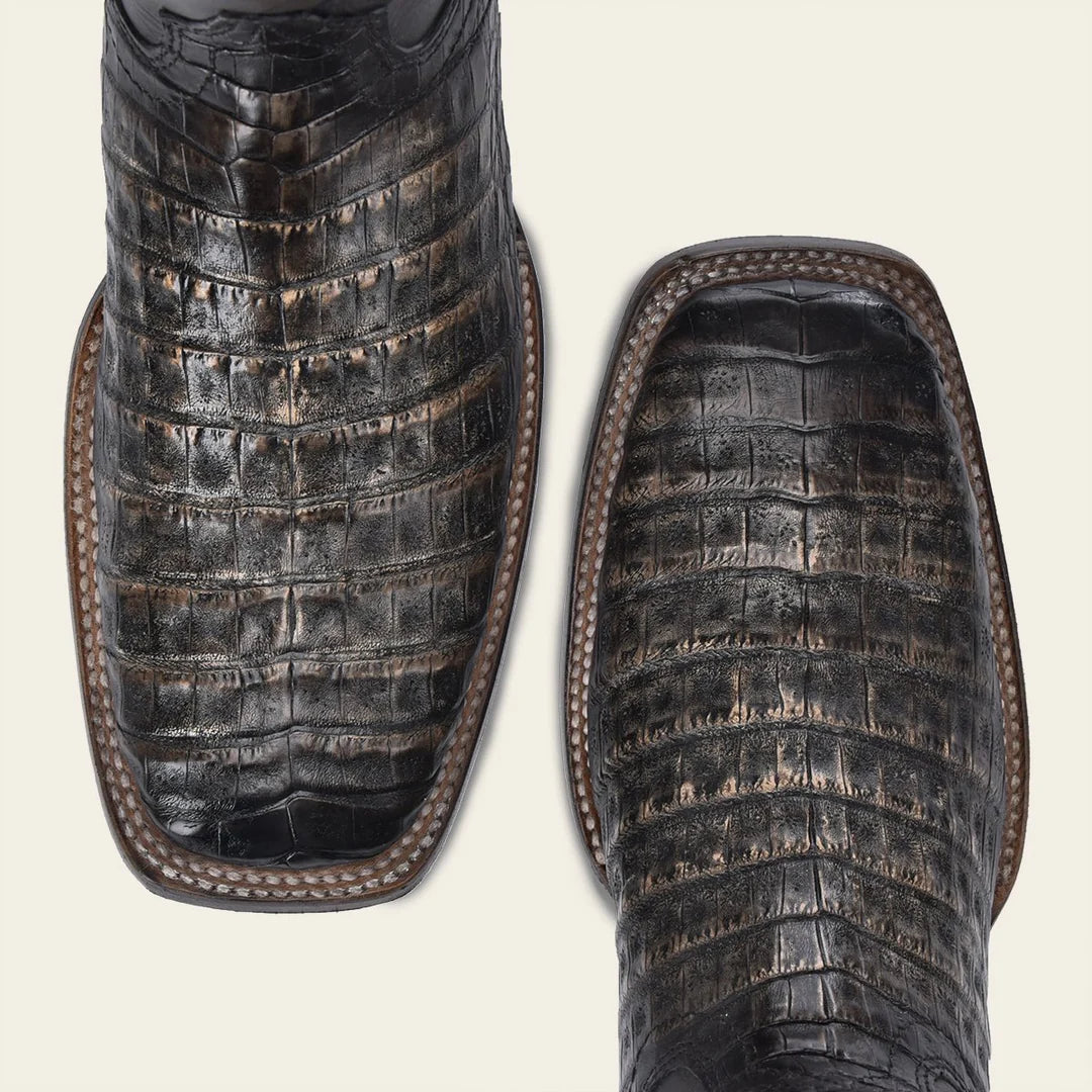 Cuadra black cowboy rodeo caiman leather boots for men
