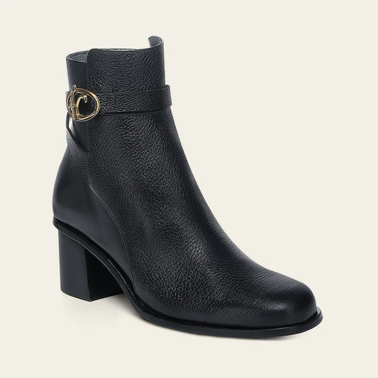 405VNTS - Franco Cuadra black deer leather strap ankle boots for women