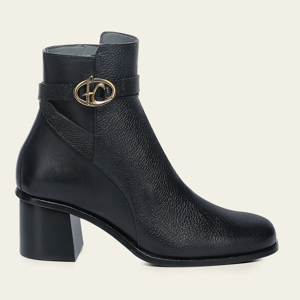 405VNTS - Franco Cuadra black deer leather strap ankle boots for women