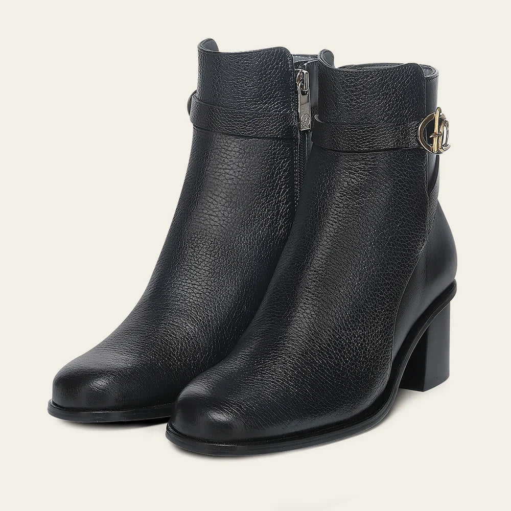 405VNTS - Franco Cuadra black deer leather strap ankle boots for women