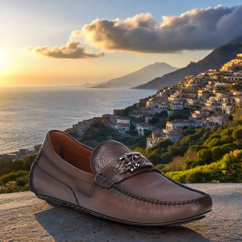 40VVNTS - Cuadra brown deer and calfskin drivers for men