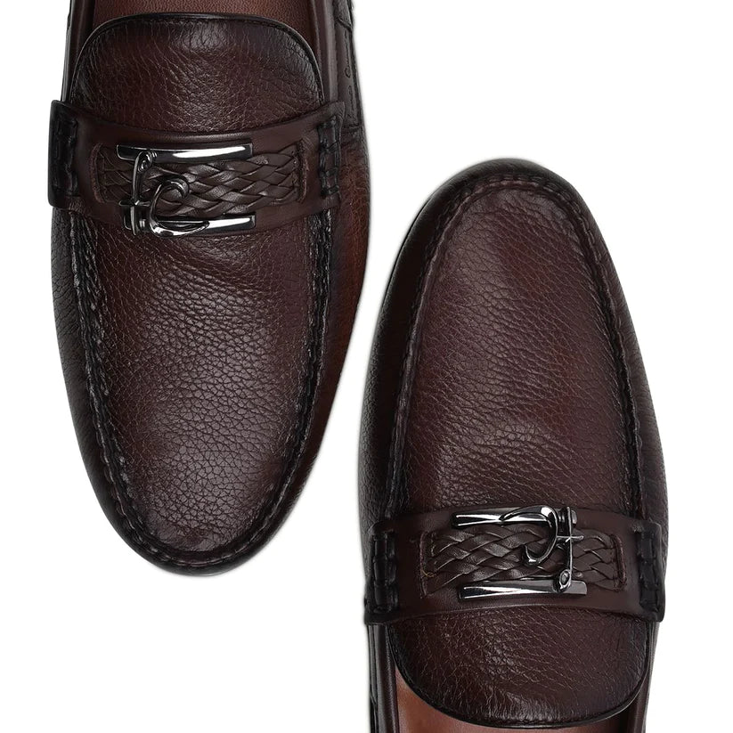 40VVNTS - Cuadra brown deer and calfskin drivers for men