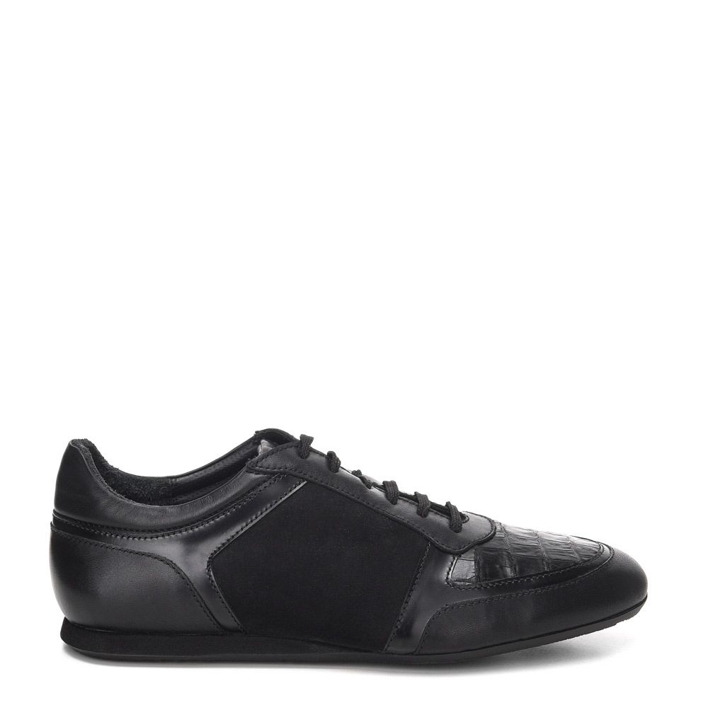 40KCWRI - Cuadra black casual fashion caiman sneakers for men-Kuet.us