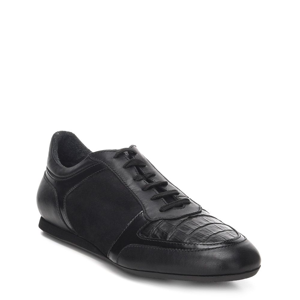 40KCWRI - Cuadra black casual fashion caiman sneakers for men-Kuet.us