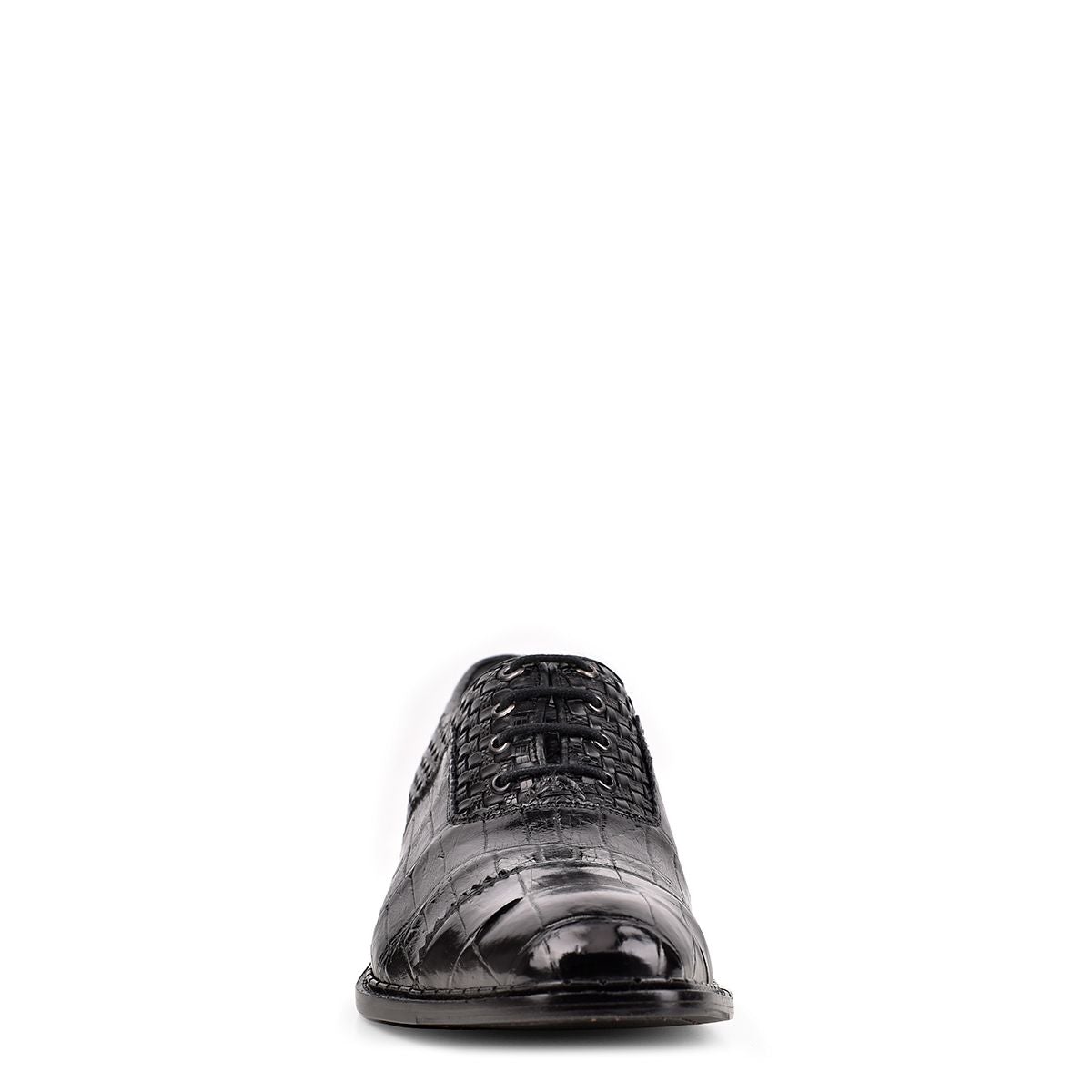 42FLPTE - Cuadra black fashion dress alligator woven oxford shoes for men-Kuet.us