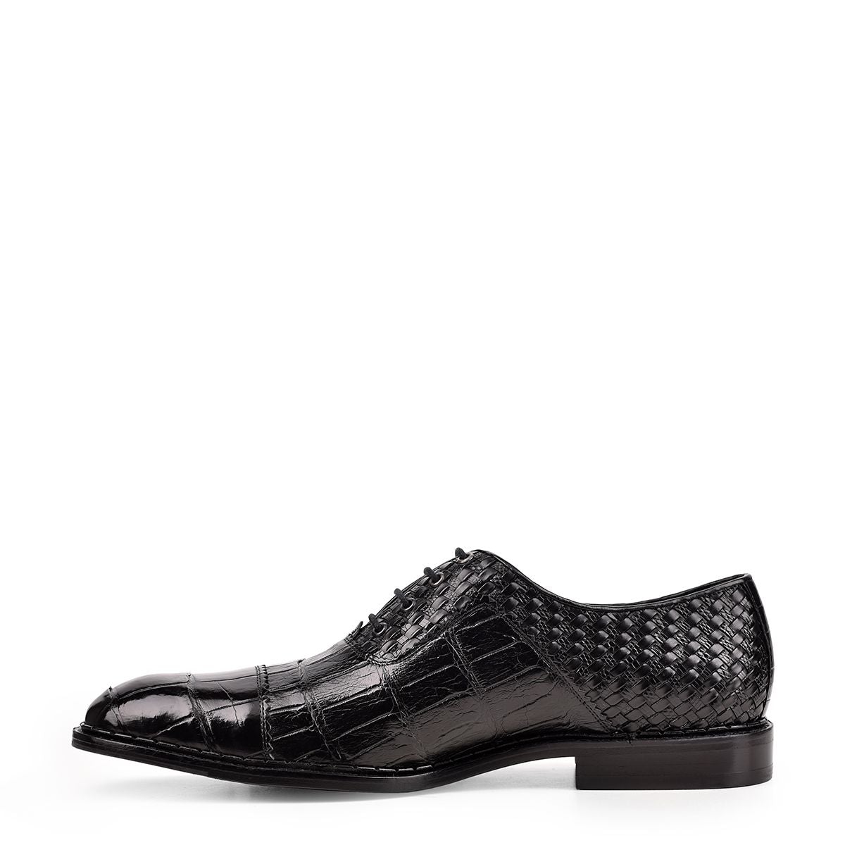 42FLPTE - Cuadra black fashion dress alligator woven oxford shoes for men-FRANCO CUADRA-Kuet-Cuadra-Boots