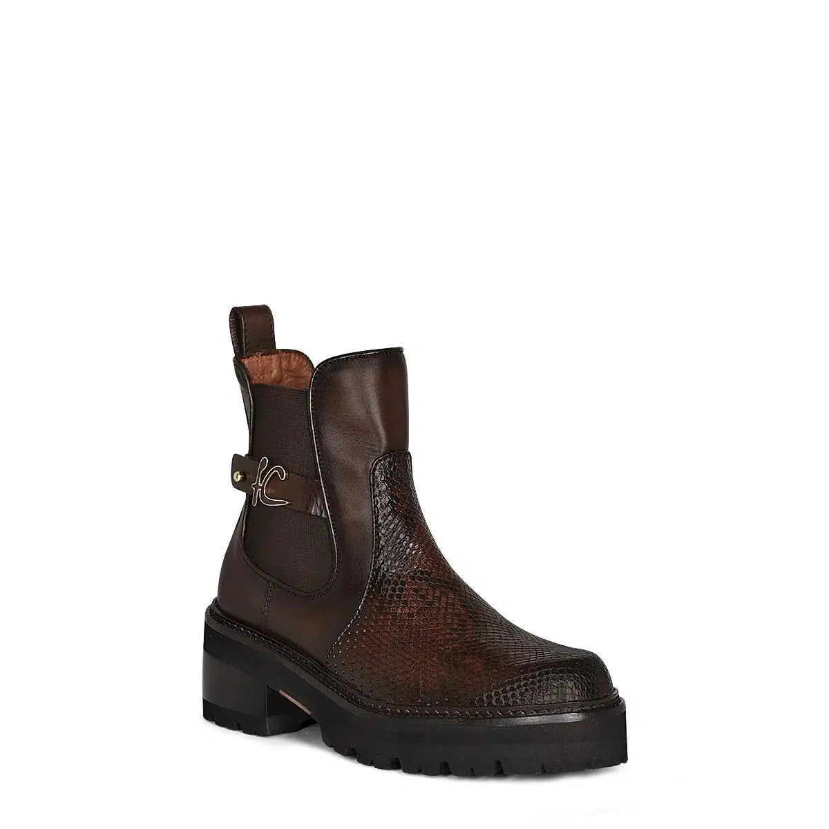 47WPBTS - Cuadra chocolate casual fashion python leather ankle boots for women-CUADRA-Kuet-Cuadra-Boots