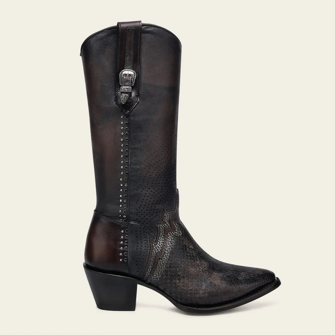 4A45PM - Cuadra chocolate python boots for women