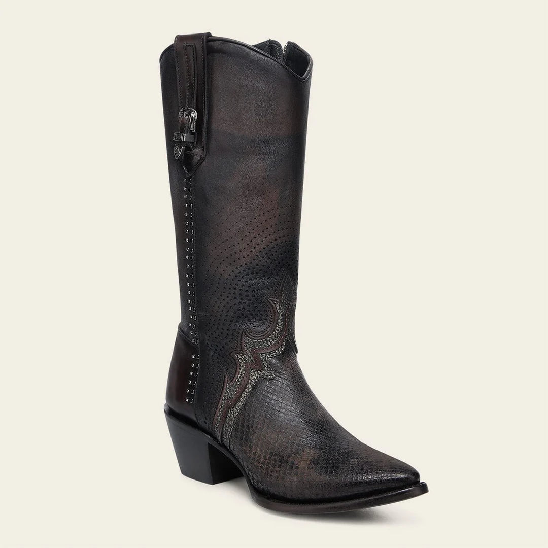 4A45PM - Cuadra chocolate python boots for women