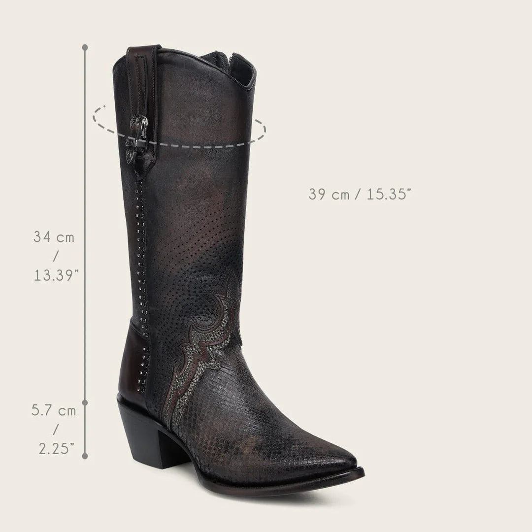 4A45PM - Cuadra chocolate python boots for women