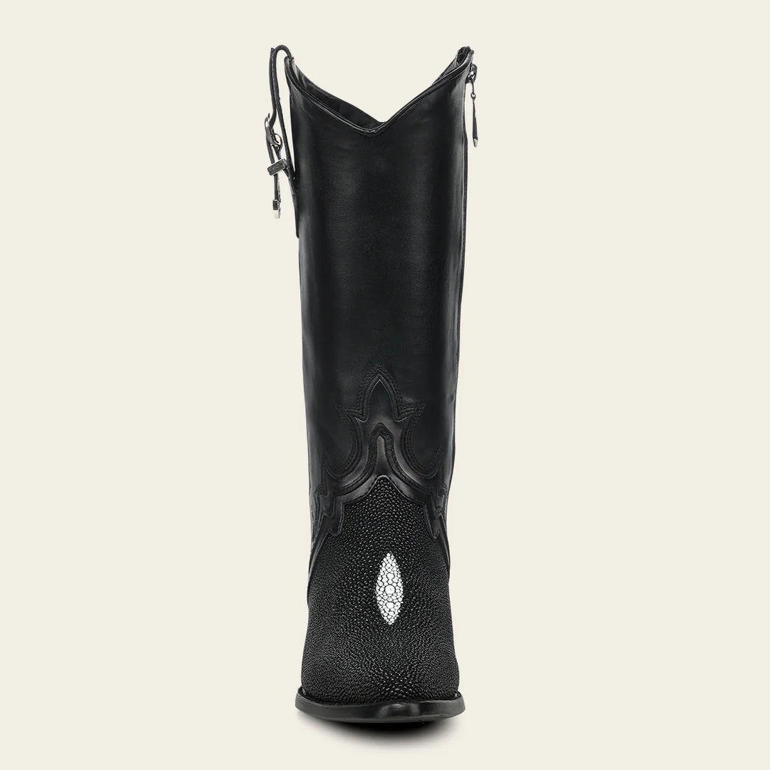 4A50MA- Cuadra black fashion stingray skin boots for women