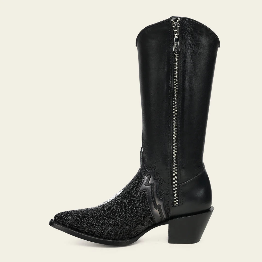 4A50MA- Cuadra black fashion stingray skin boots for women