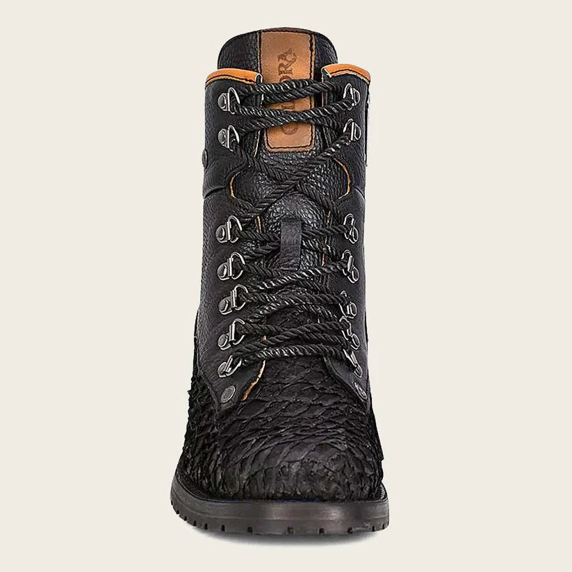 4D10MH - Cuadra Black Casual Vintage Fashion Pirarucu Ankle Booties
