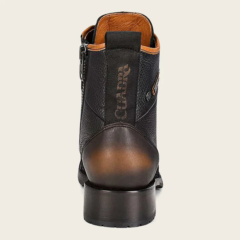 4D10MH - Cuadra Black Casual Vintage Fashion Pirarucu Ankle Booties
