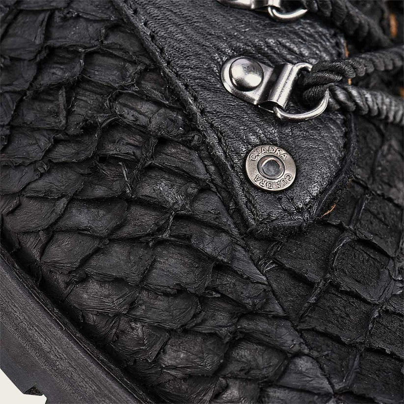 4D10MH - Cuadra Black Casual Vintage Fashion Pirarucu Ankle Booties