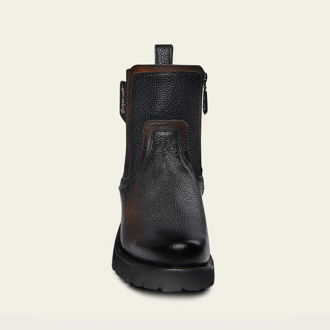 4D22RS - Cuadra Black Dress Casual Leather Zip Ankle Boots for Men