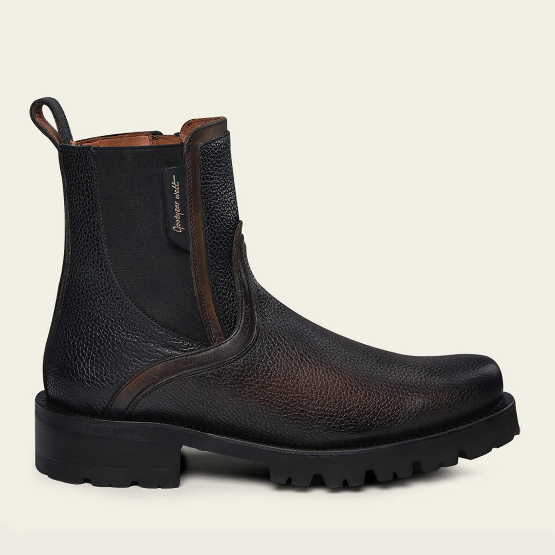 4D22RS - Cuadra Black Dress Casual Leather Zip Ankle Boots for Men