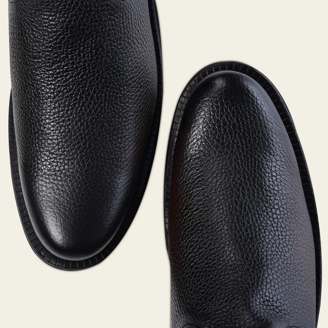 4D22RS - Cuadra Black Dress Casual Leather Zip Ankle Boots for Men