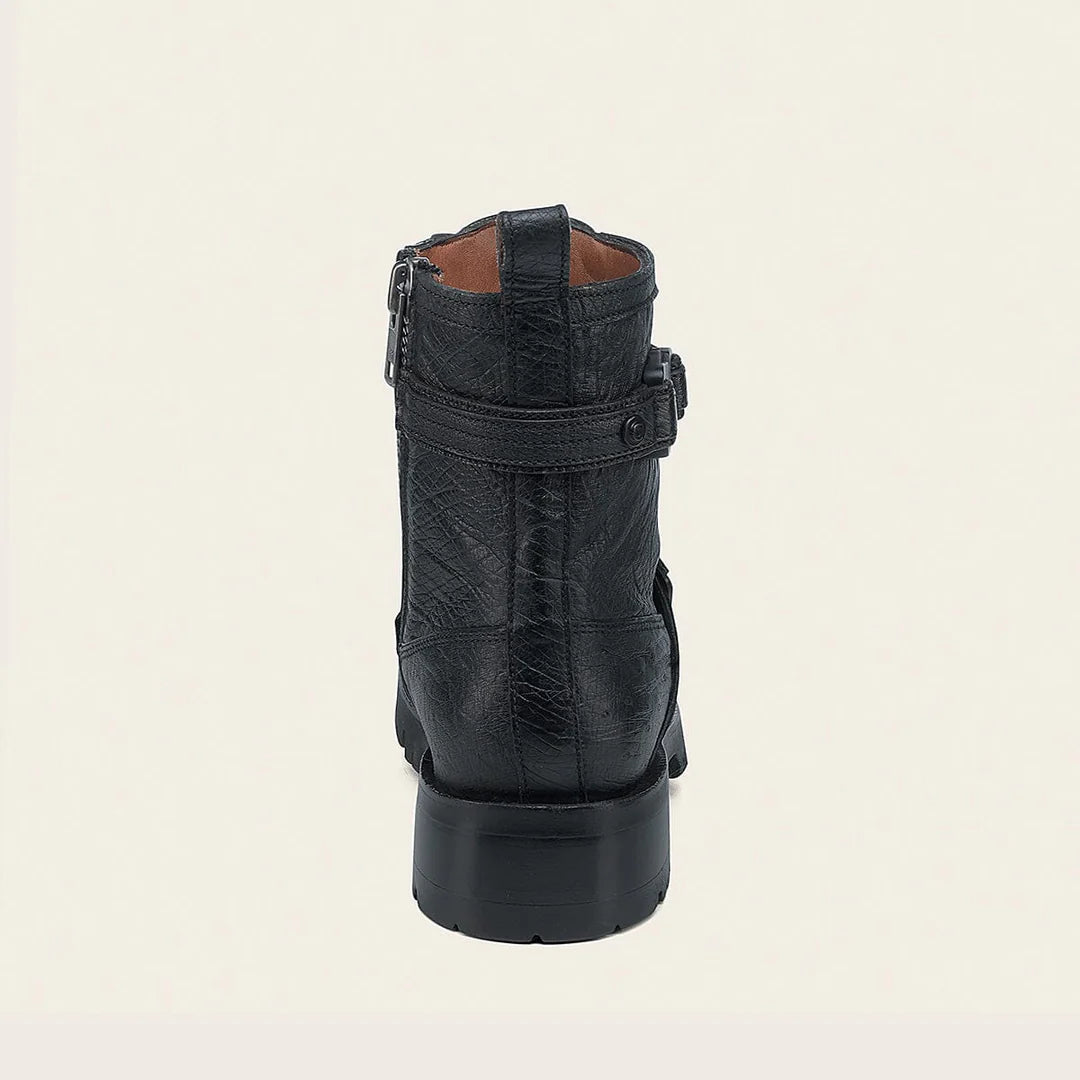 4D24AB - Cuadra black dress casual ostrich leather zip ankle boots for men