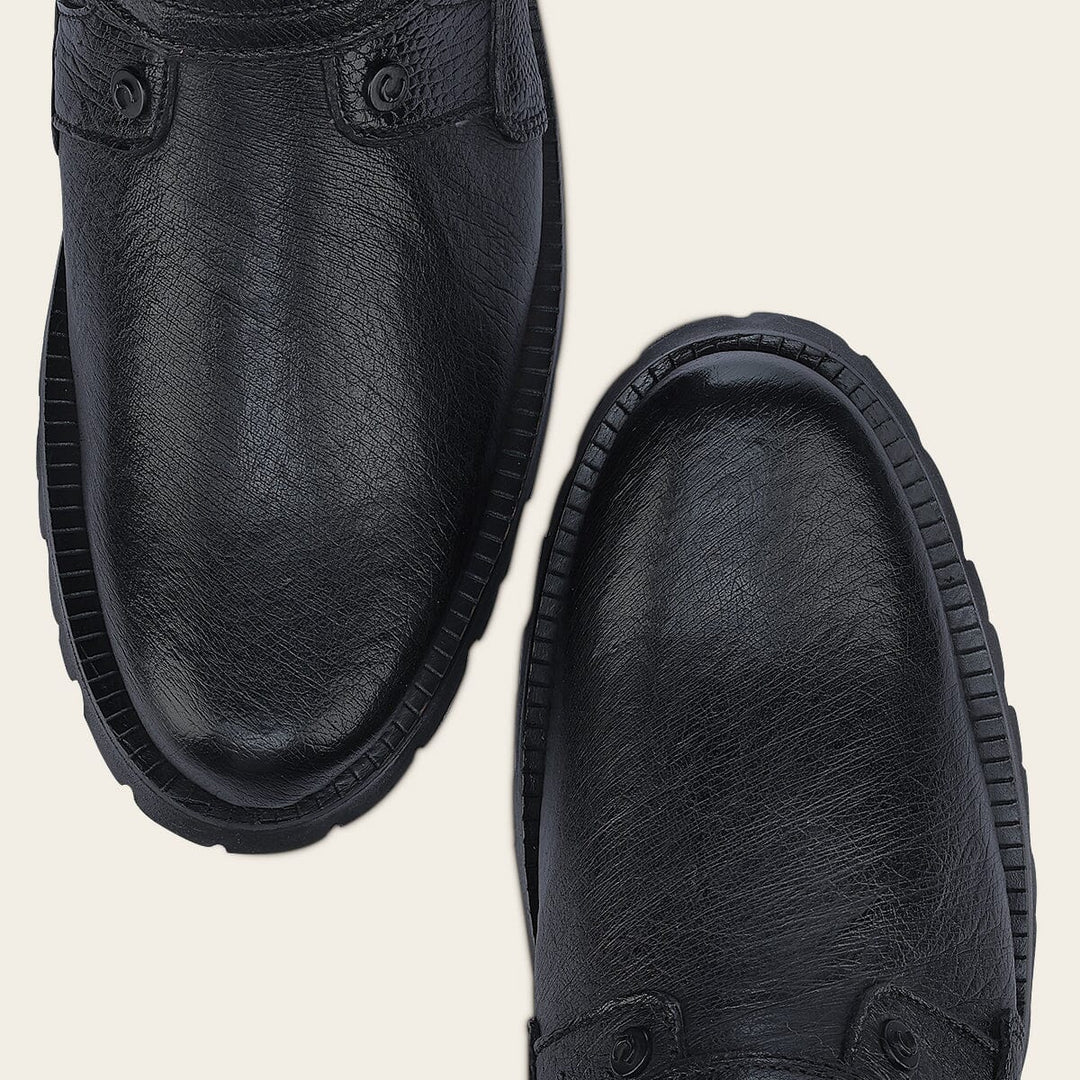 4D24AB - Cuadra black dress casual ostrich leather zip ankle boots for men