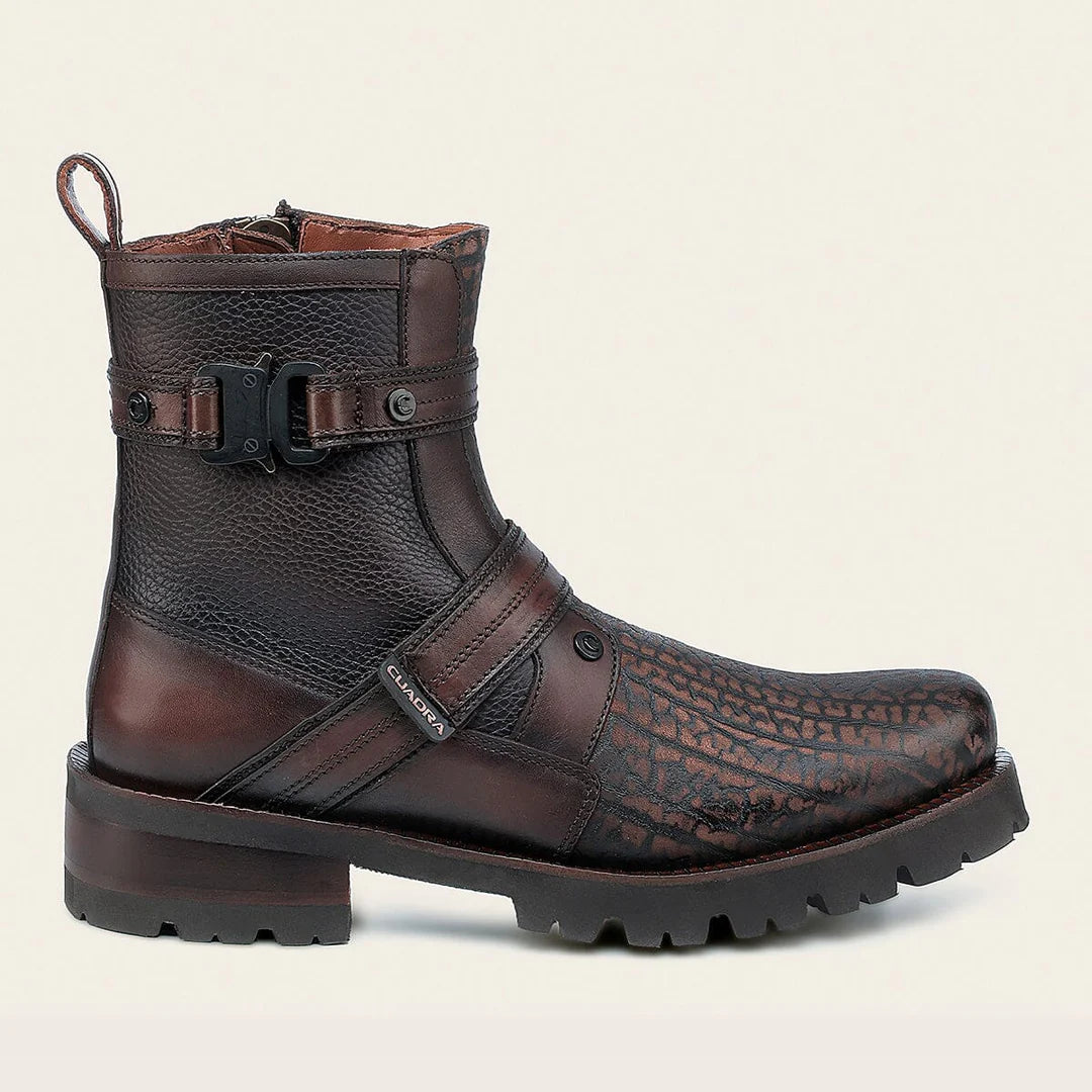 4D24TC - Cuadra Honey Dress Casual Bull Neck Leather Zip Ankle Boots