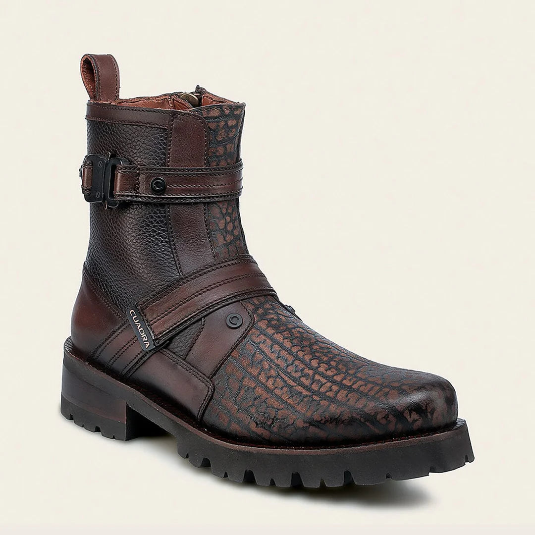 4D24TC - Cuadra Honey Dress Casual Bull Neck Leather Zip Ankle Boots