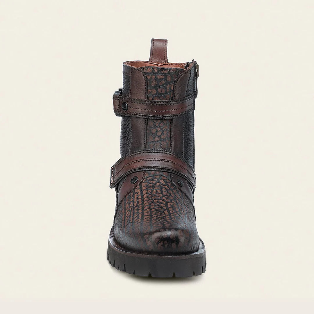 4D24TC - Cuadra Honey Dress Casual Bull Neck Leather Zip Ankle Boots