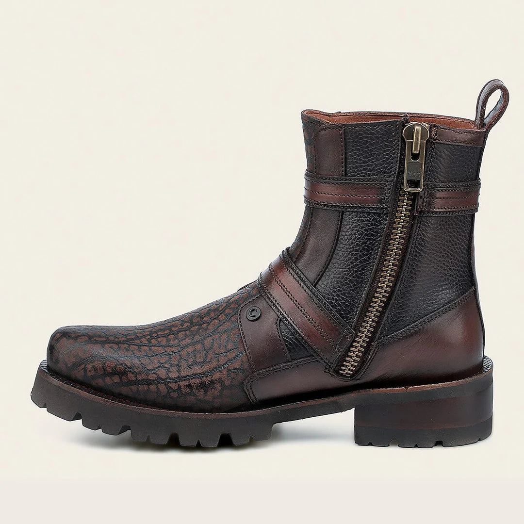 4D24TC - Cuadra Honey Dress Casual Bull Neck Leather Zip Ankle Boots