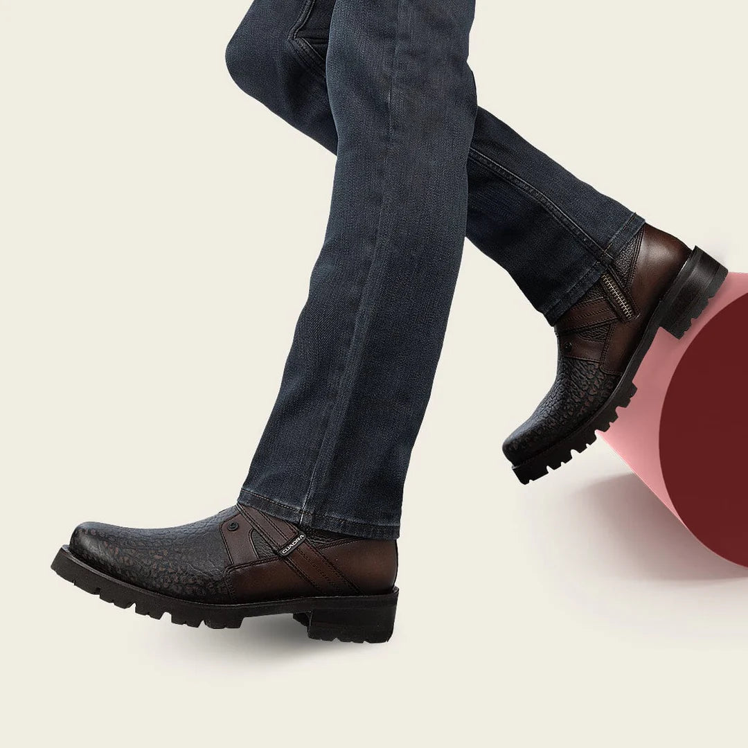 4D24TC - Cuadra honey dress casual bull neck leather zip ankle boots for men