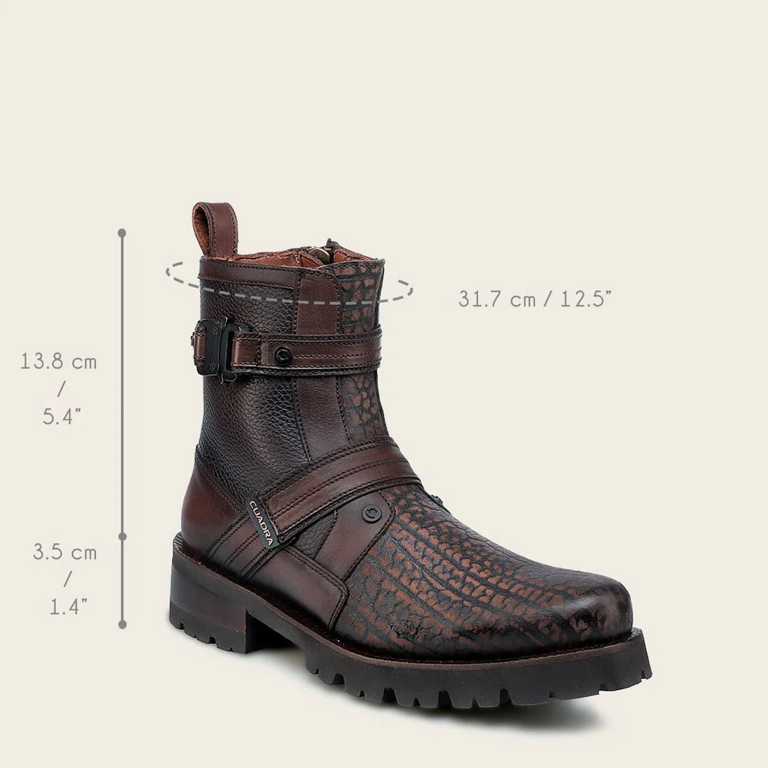 4D24TC - Cuadra Honey Dress Casual Bull Neck Leather Zip Ankle Boots
