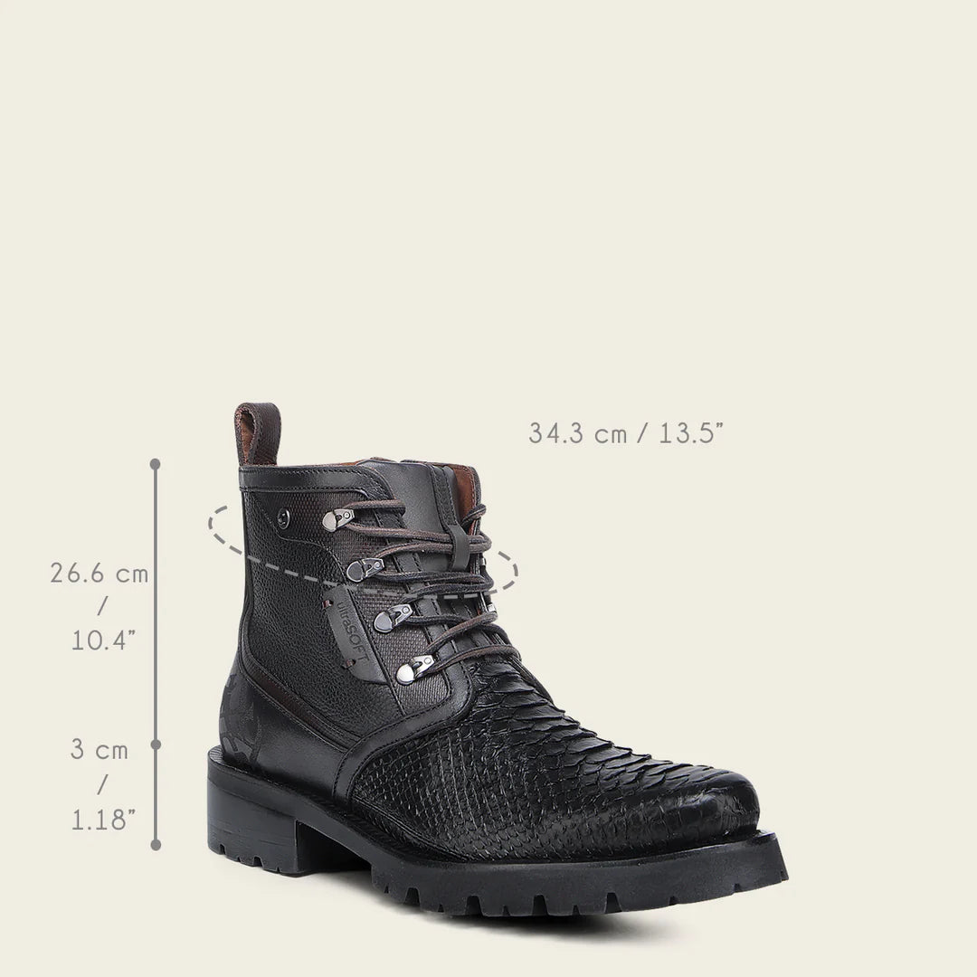 4D25PH - Cuadra black dress casual python skin zip ankle boots for men